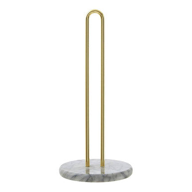 Orsina Delphine White Marble and Brass Kitchen Roll Holder Stand