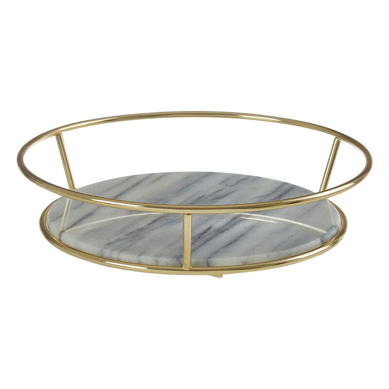 Orsina White Marble and Brass Fruit Basket – Modern Kitchen Centerpiece