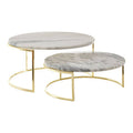 Orsina Delphine White Marble Cake Stands – Set of 2 with Brass Base