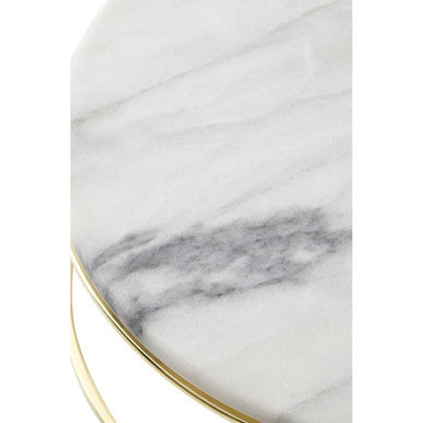Orsina Delphine White Marble Cake Stands – Set of 2 with Brass Base