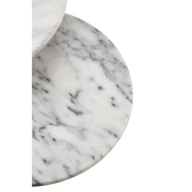 Orsina Delphine White Marble Cake Stands – Set of 2 with Brass Base