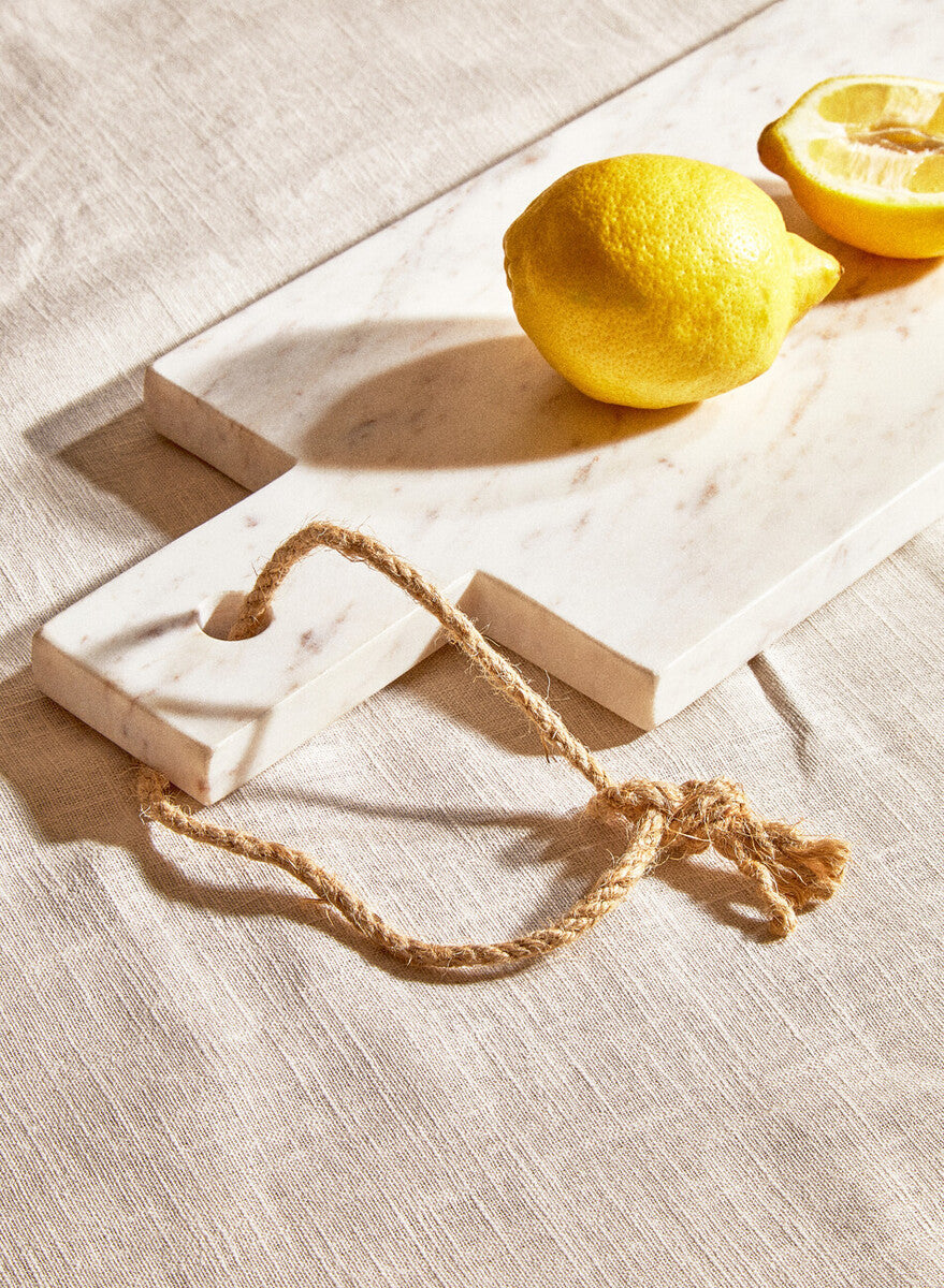 Orsina Kindia White Marble Rectangular Paddle Chopping & Serving Board