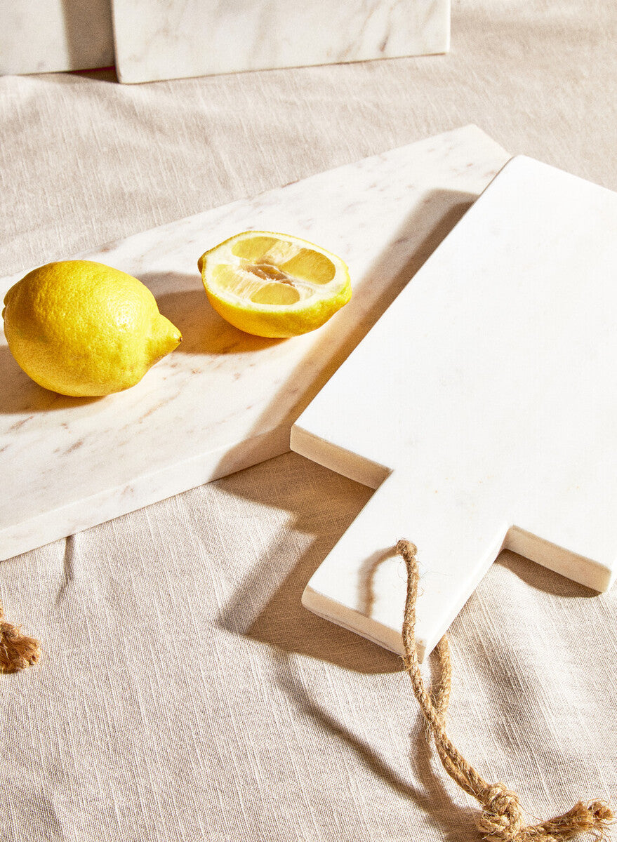 Orsina Kindia White Marble Rectangular Paddle Chopping & Serving Board