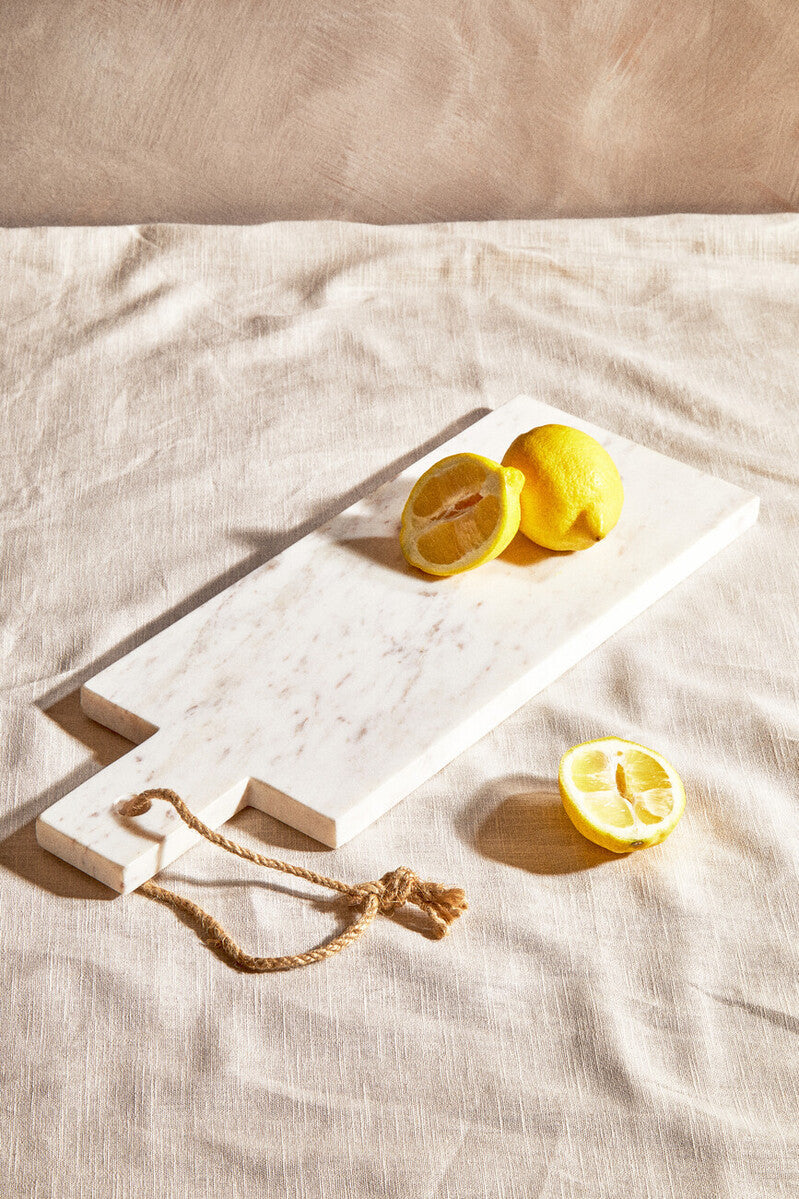 Orsina Kindia White Marble Rectangular Paddle Chopping & Serving Board