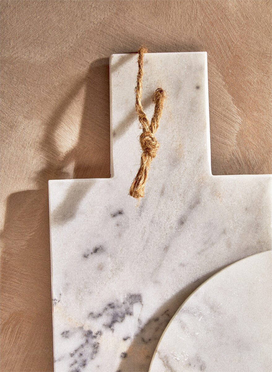 Orsina Kindia White Marble Rectangular Paddle Chopping & Serving Board
