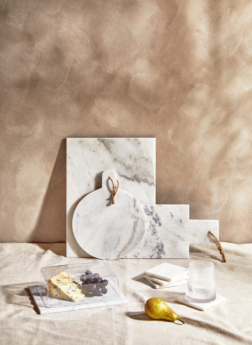 Orsina Kindia White Marble Rectangular Paddle Chopping & Serving Board