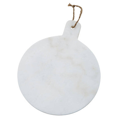 Orsina Kindia Round Marble Serving Board – White & Grey Paddle