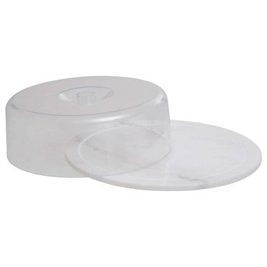Orsina Kindia White Marble Cake Board with Clear Domed Lid Display