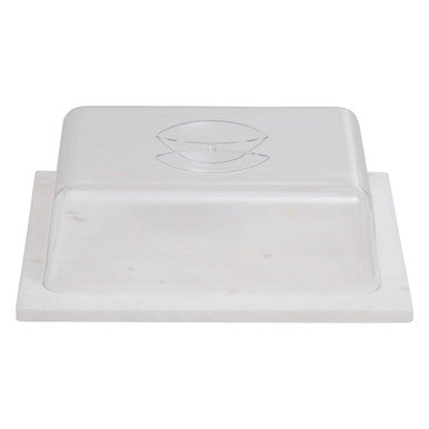 Orsina Kindia Marble Butter Dish with Lid – White Stone & Clear Cover