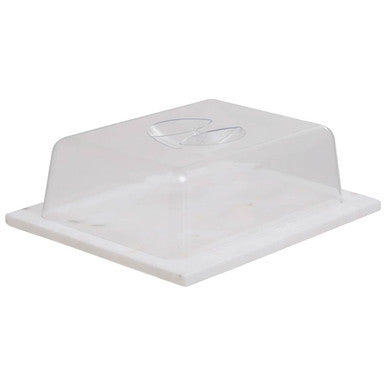 Orsina Kindia Marble Butter Dish with Lid – White Stone & Clear Cover
