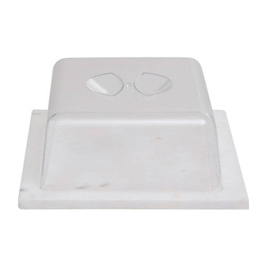 Orsina Kindia Marble Butter Dish with Lid – White Stone & Clear Cover