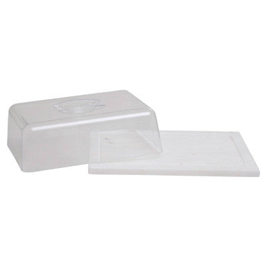 Orsina Kindia Marble Butter Dish with Lid – White Stone & Clear Cover