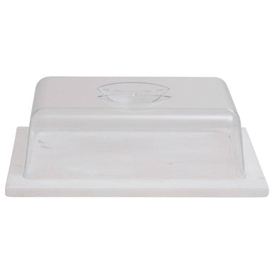 Orsina Kindia Marble Butter Dish with Lid – White Stone & Clear Cover