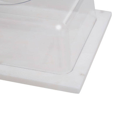 Orsina Kindia Marble Butter Dish with Lid – White Stone & Clear Cover