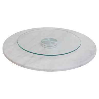 Orsina Kindia Round White Marble Lazy Susan – Rotating Serving Tray