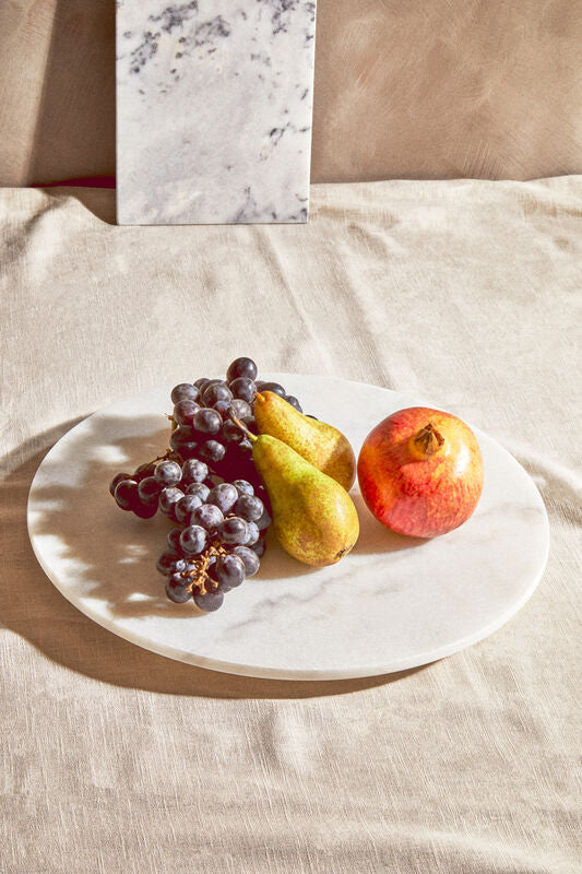 Orsina Kindia Round White Marble Lazy Susan – Rotating Serving Tray