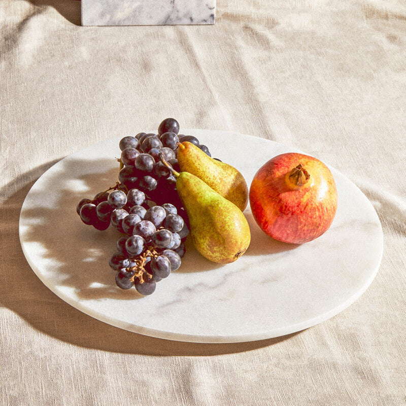 Orsina Kindia Round White Marble Lazy Susan – Rotating Serving Tray