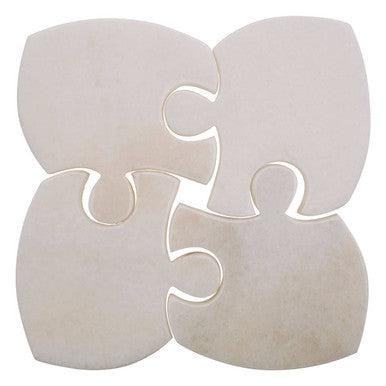 Orsina Marble Jigsaw Coasters – Set of 4 Modular White Stone Table Decor