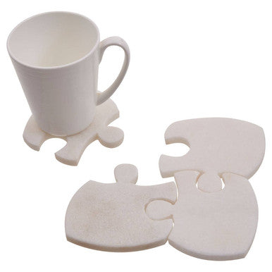 Orsina Marble Jigsaw Coasters – Set of 4 Modular White Stone Table Decor