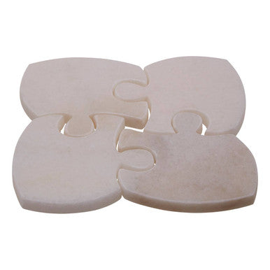 Orsina Marble Jigsaw Coasters – Set of 4 Modular White Stone Table Decor