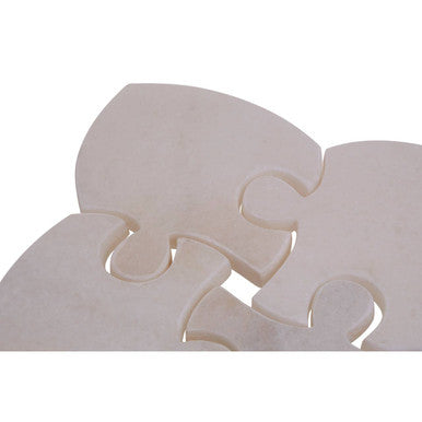 Orsina Marble Jigsaw Coasters – Set of 4 Modular White Stone Table Decor