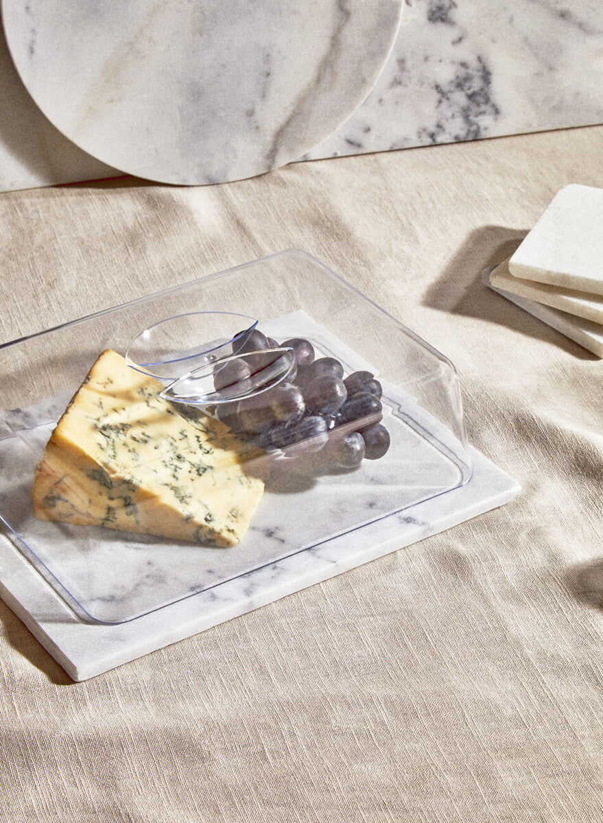 Orsina Kindia White Marble Square Coasters – Set of 4 Table Protectors