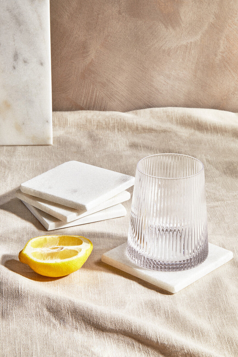 Orsina Kindia White Marble Square Coasters – Set of 4 Table Protectors