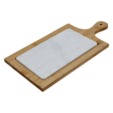 Orsina Monzaro White Marble and Bamboo Cheese Board – Paddle Style
