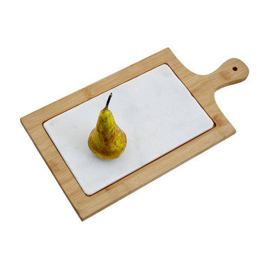 Orsina Monzaro White Marble and Bamboo Cheese Board – Paddle Style