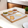 Orsina 5-Piece White Marble and Bamboo Cheese Board Serving Set