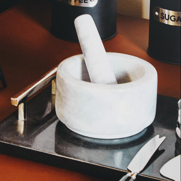 Orsina Salerno Grey Marble Mortar and Pestle – 250ml Spice Grinder