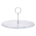 Orsina Salerno Grey Marble Cake Stand with Silver Handle | Round Stone