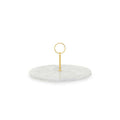 Orsina Grey Marble Cake Stand with Gold Handle – Round Serving Platter