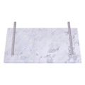 Orsina Grey Marble Serving Board with Silver Handles | 12x18 Rectangular