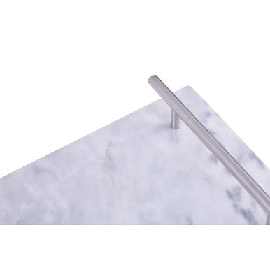 Orsina Grey Marble Serving Board with Silver Handles | 12x18 Rectangular