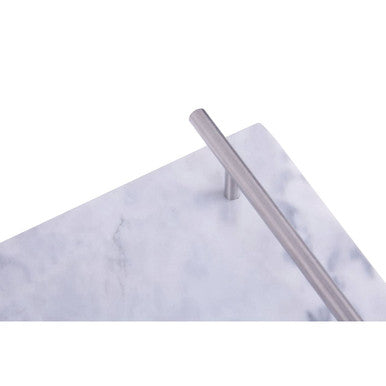 Orsina Grey Marble Serving Board with Silver Handles | 12x18 Rectangular