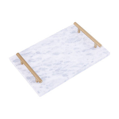 Orsina Salerno Grey Marble Serving Board with Gold Handles