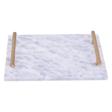Orsina Salerno Grey Marble Serving Board with Gold Handles