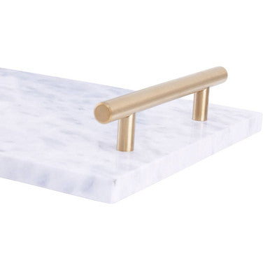 Orsina Salerno Grey Marble Serving Board with Gold Handles