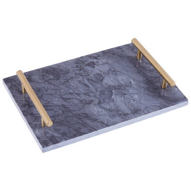 Orsina Marmore Black Marble Serving Board with Gold Handles