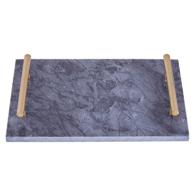 Orsina Marmore Black Marble Serving Board with Gold Handles