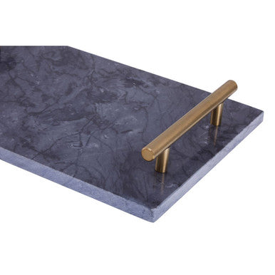 Orsina Marmore Black Marble Serving Board with Gold Handles