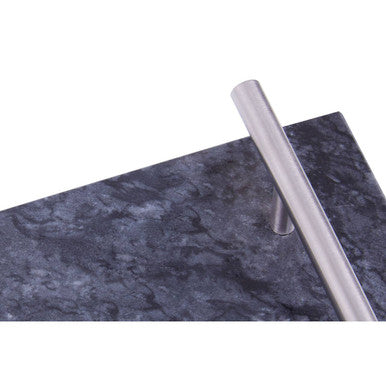 Orsina Black Marble Serving Board with Silver Handles – 12 Inch Tray