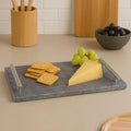 Orsina Black Marble Serving Board with Silver Handles – 12 Inch Tray