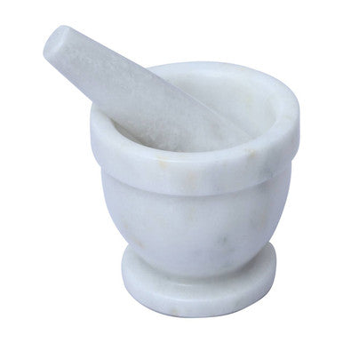 Orsina Salerno White Marble Mortar and Pestle Set for Spices