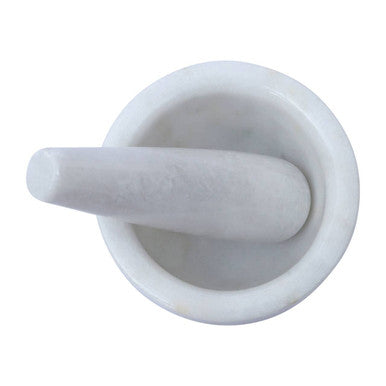 Orsina Salerno White Marble Mortar and Pestle Set for Spices