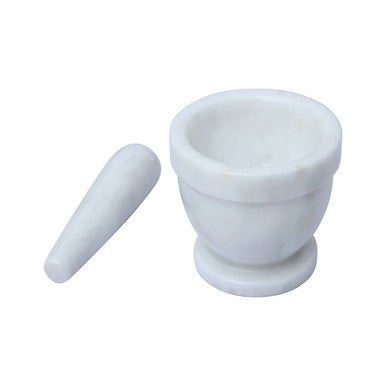 Orsina Salerno White Marble Mortar and Pestle Set for Spices