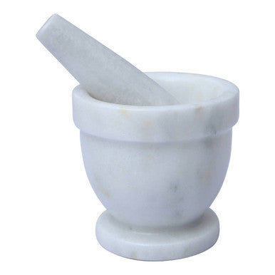 Orsina Salerno White Marble Mortar and Pestle Set for Spices
