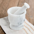Orsina Salerno White Marble Mortar and Pestle Set for Spices