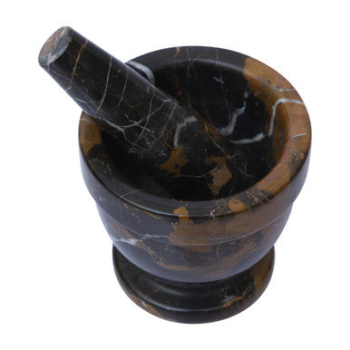 Orsina Black and Gold Marble Mortar and Pestle – Stone Spice Grinder